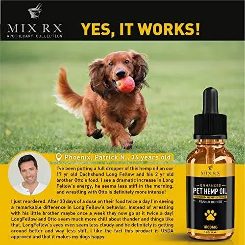 (2 Pack | 1000mg) Hemp Oil for Dogs Cats Pets, Organic Calming Dog Treats for Separation Anxiety Pain Relief - Natural Hemp Extract Stress Sleep Aid - Zero THC CBD Cannabidiol - Joint Hip Supplements