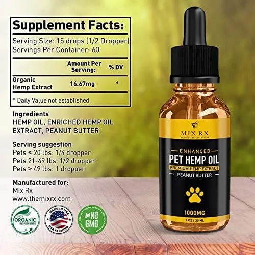(2 Pack | 1000mg) Hemp Oil for Dogs Cats Pets, Organic Calming Dog Treats for Separation Anxiety Pain Relief - Natural Hemp Extract Stress Sleep Aid - Zero THC CBD Cannabidiol - Joint Hip Supplements