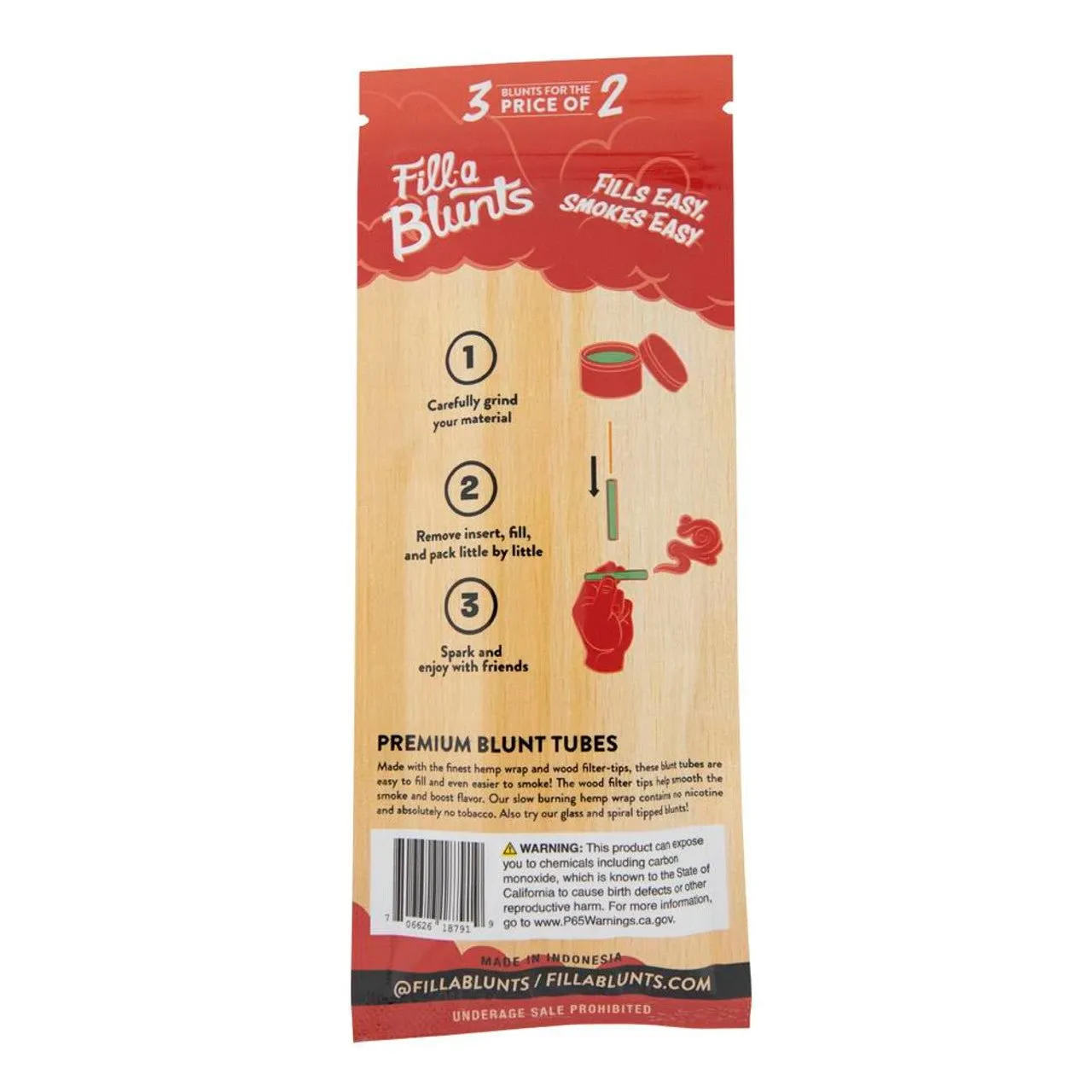 DaySavers Fill-A-Blunts Pre-Rolled Blunt Tubes w/ Wood Tips - Pack of 3