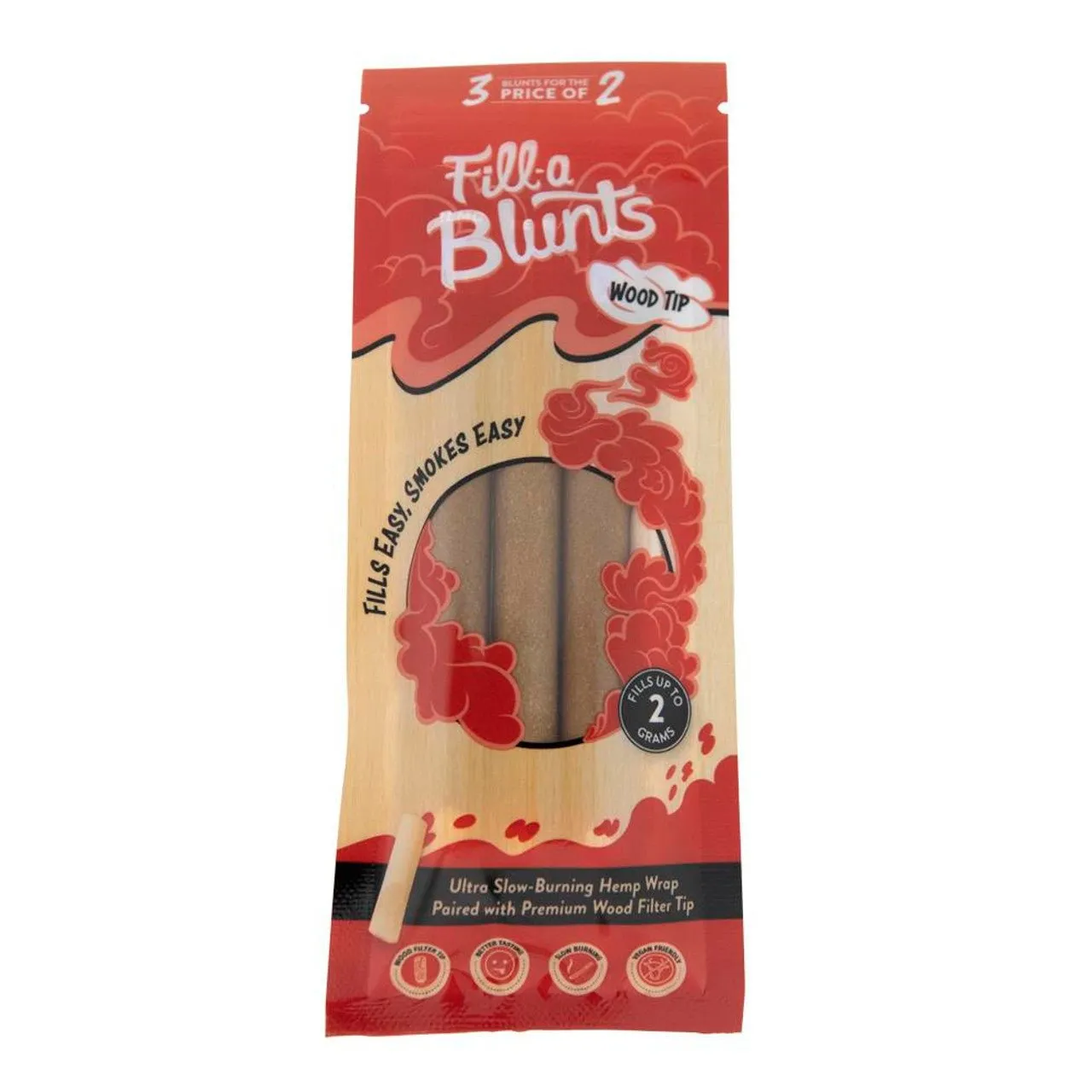 DaySavers Fill-A-Blunts Pre-Rolled Blunt Tubes w/ Wood Tips - Pack of 3