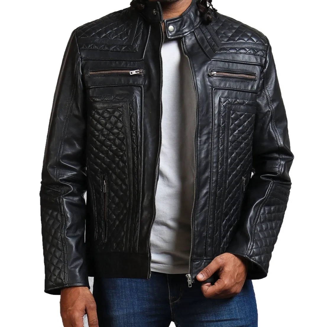 Diamond Quilted Skull Leather Jacket I'm Not Getting Old I'm Just Becoming a Classic Design