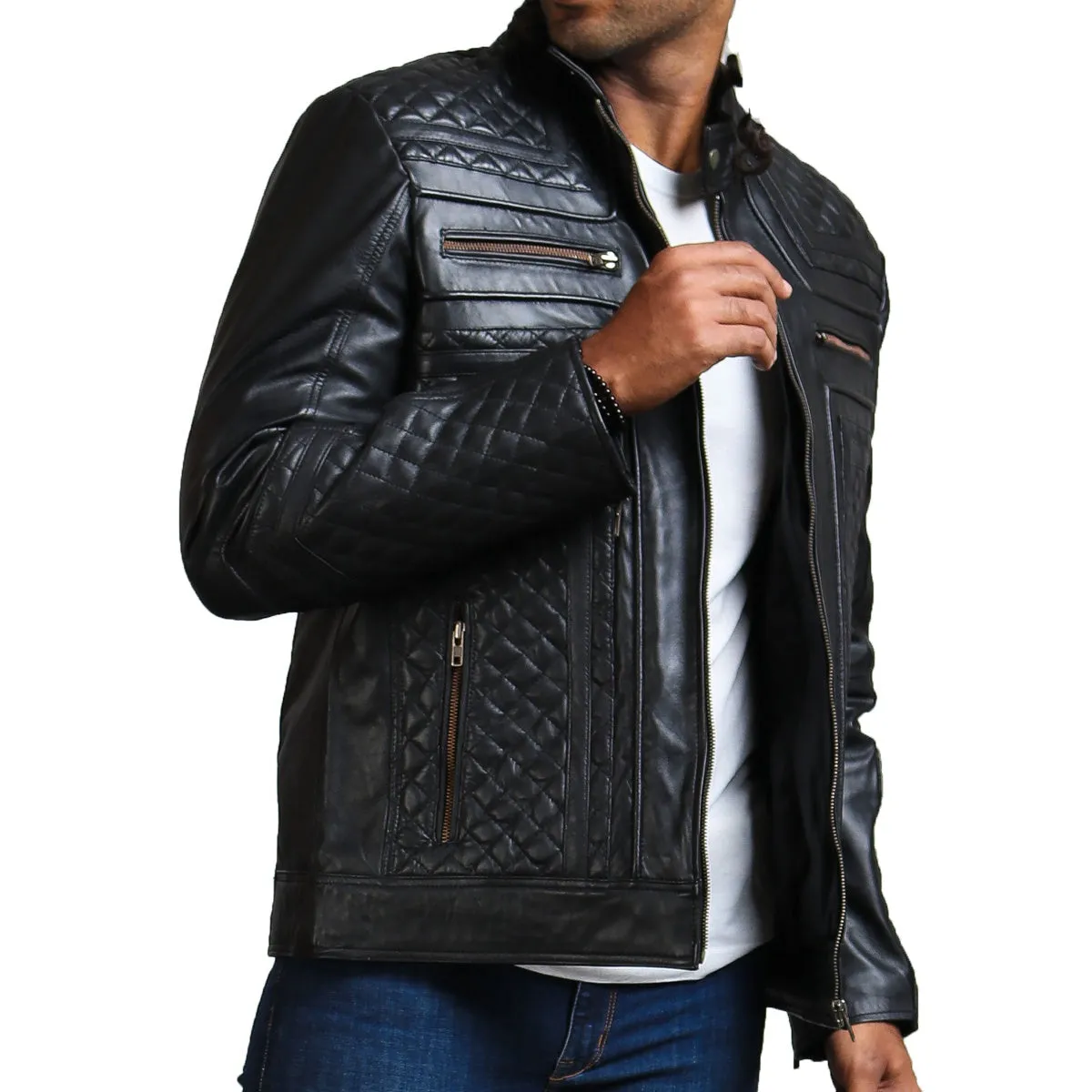 Diamond Quilted Skull Leather Jacket I'm Not Getting Old I'm Just Becoming a Classic Design