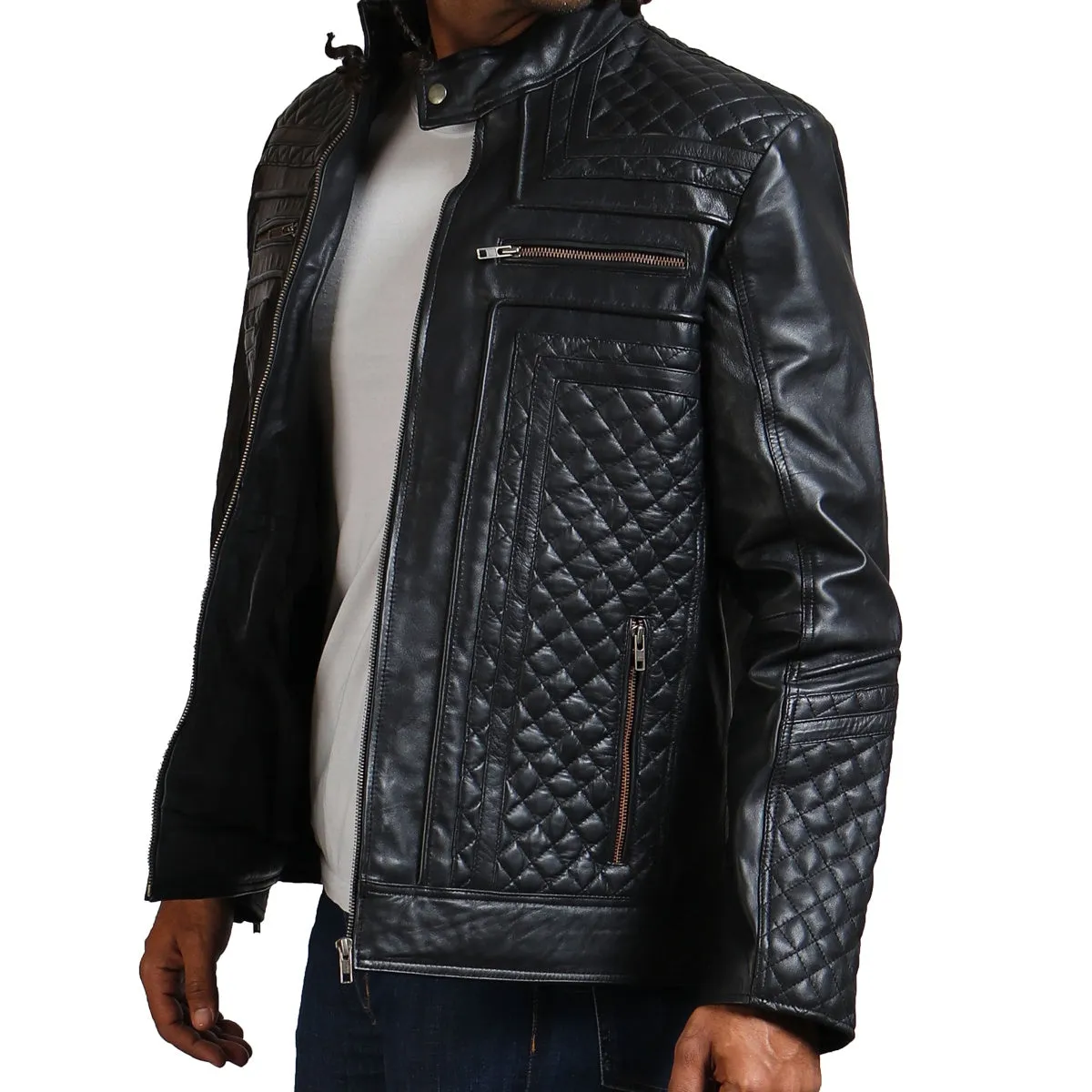 Diamond Quilted Skull Leather Jacket I'm Not Getting Old I'm Just Becoming a Classic Design