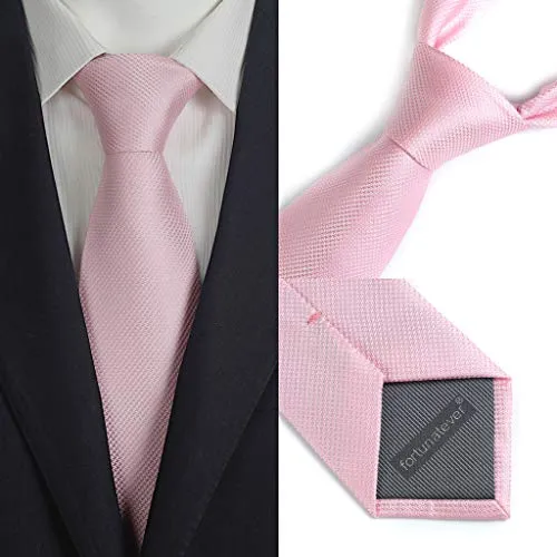fortunatever Mens Solid Neckties,Rosy Pink Ties For Men Gift Box,58"×3.35"