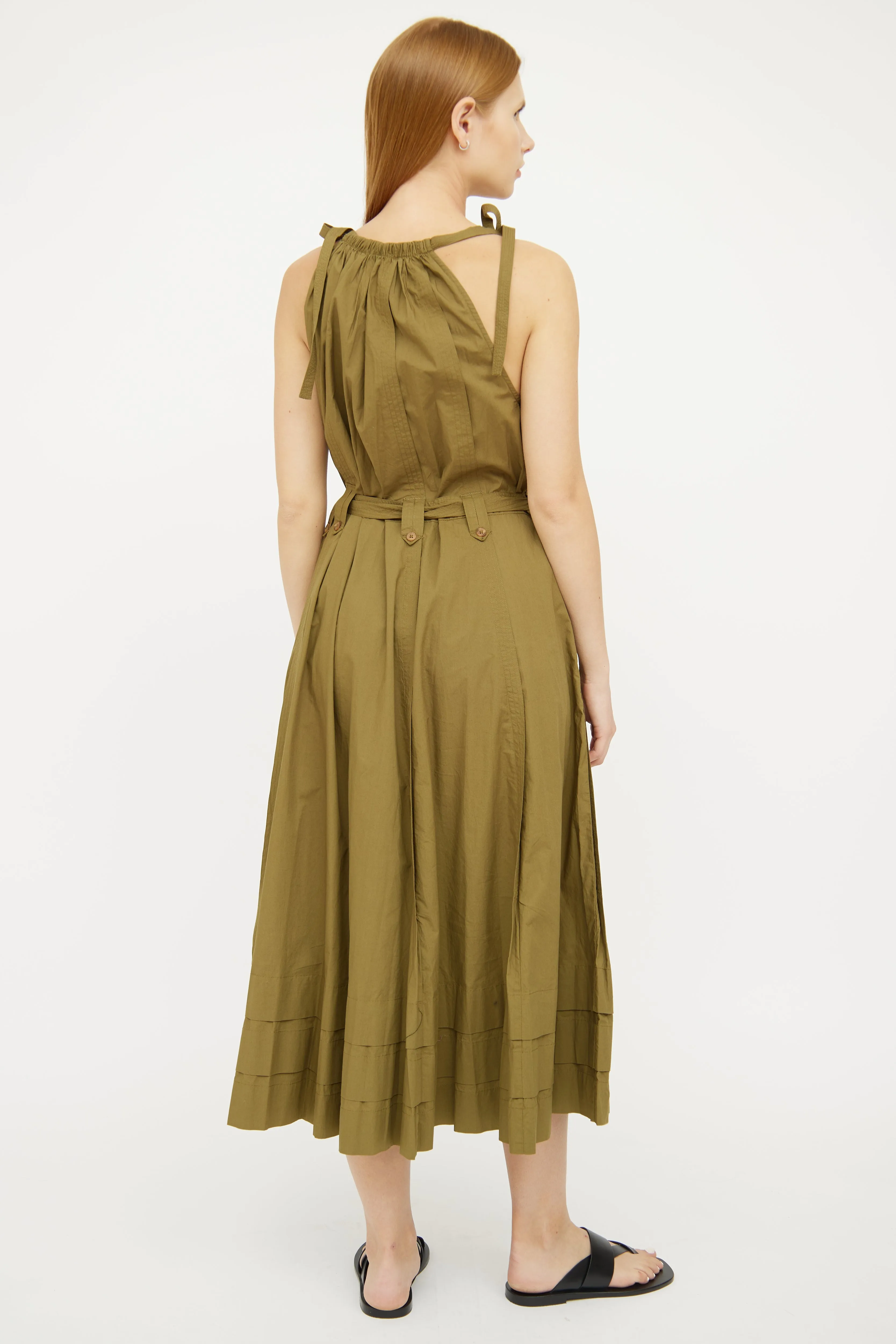 Green Cotton Sleeveless Dress