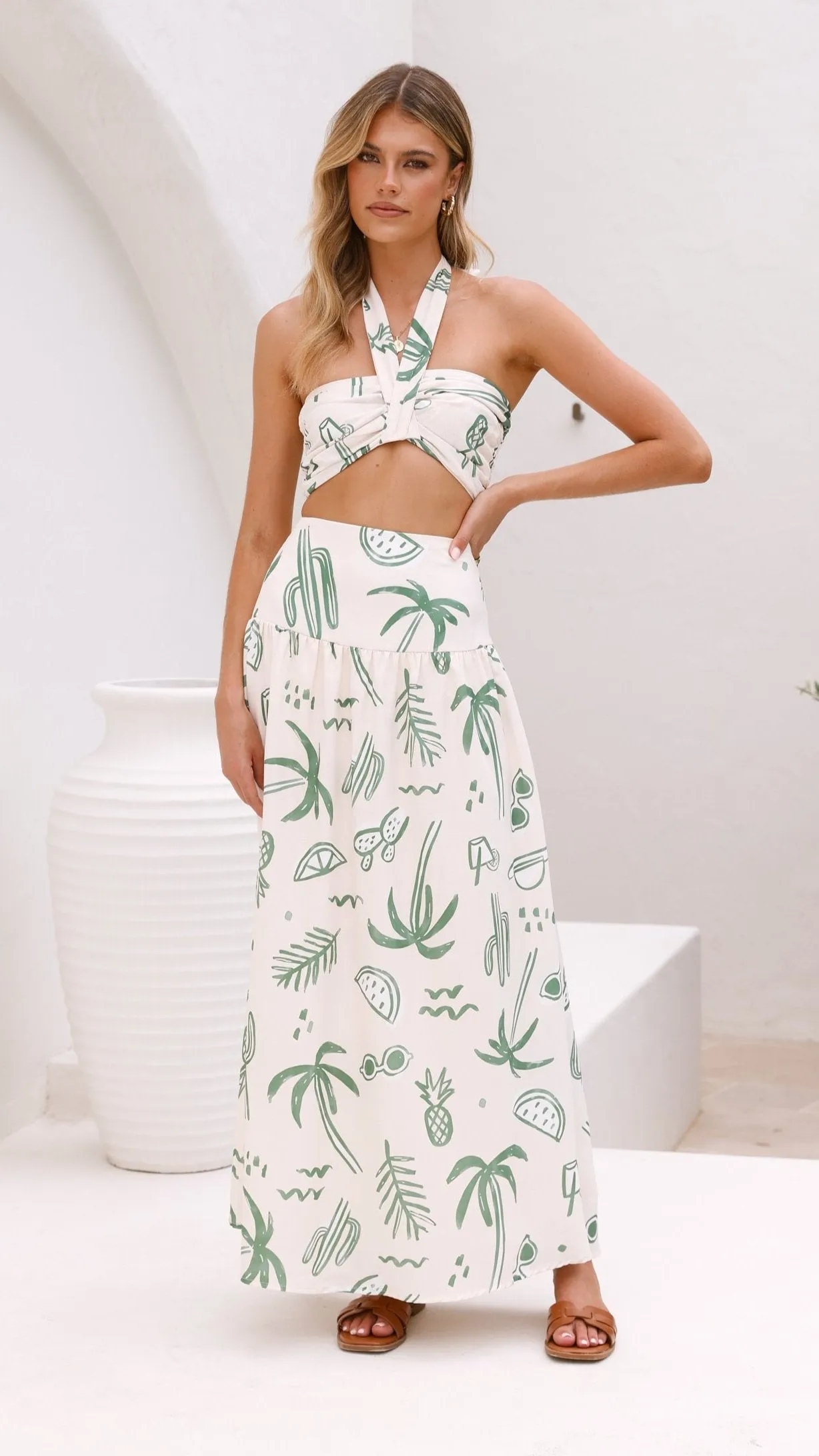 Jamaine Maxi Skirt - Green Palm