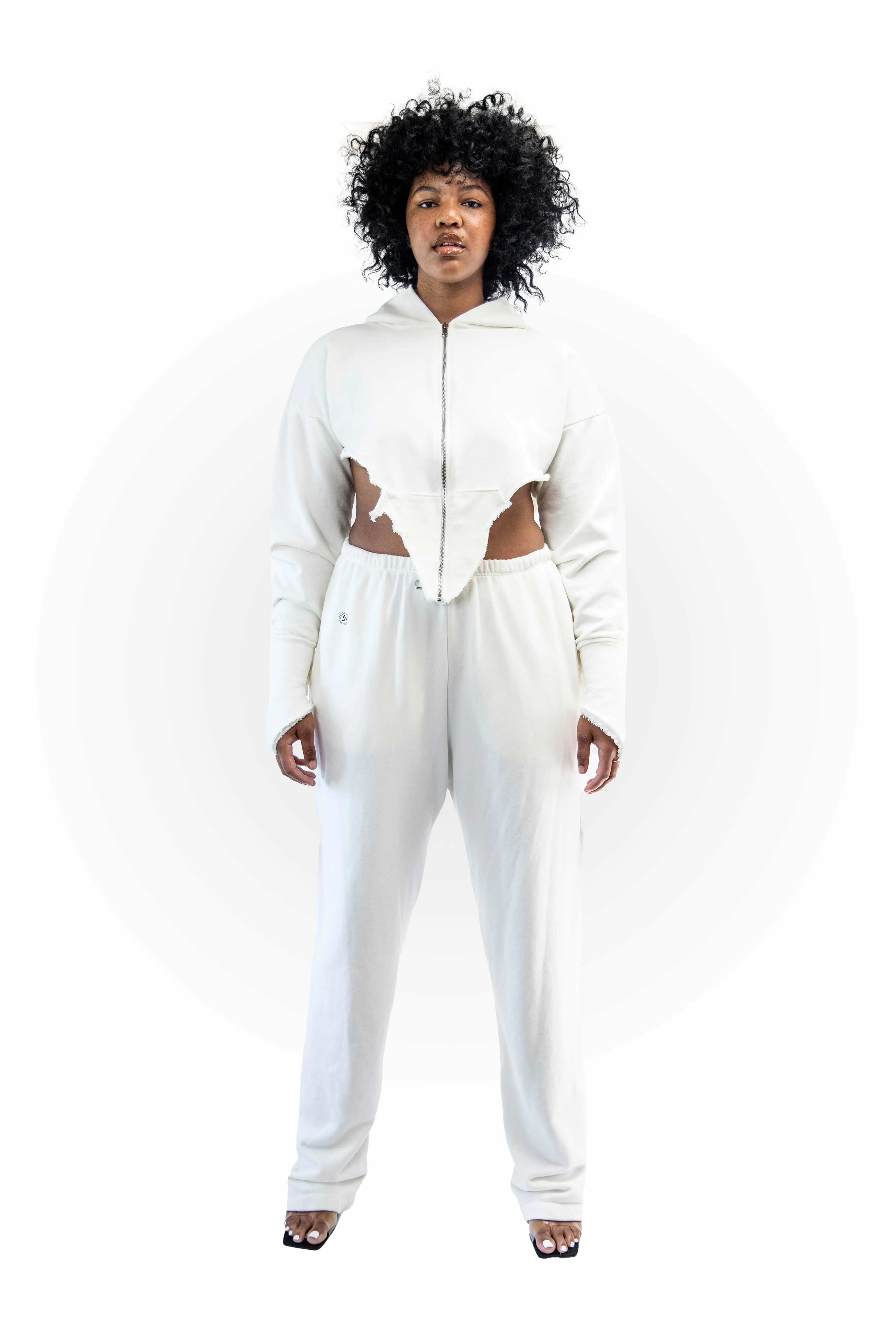 SAFETY PIN SWEATPANTS IN WHITE TERRY