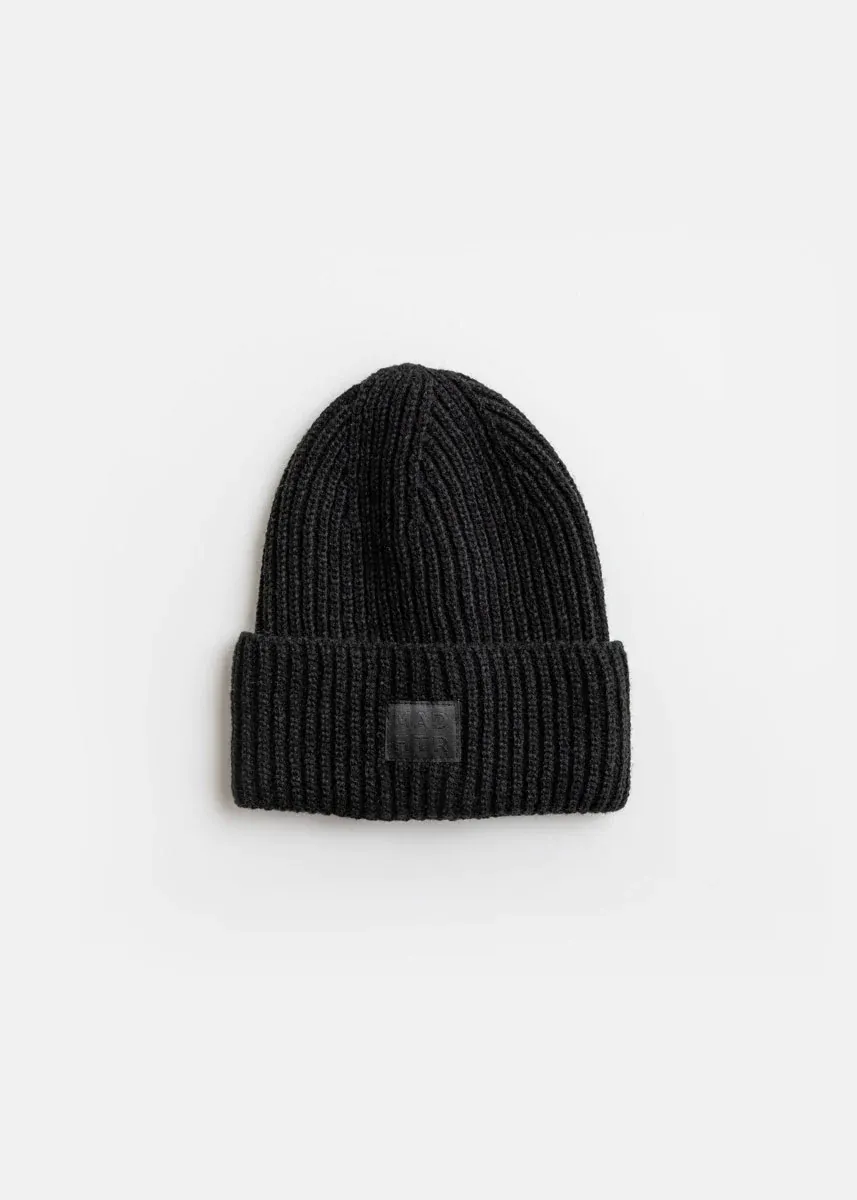 TODDLER RIB CUFF BEANIE HAT-BLACK