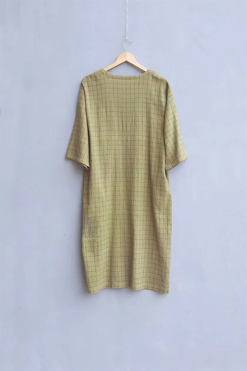 Urvashi Kaur   I   Braddell TUNIC CEDRO organic cotton Ochre TESSELLATE- 108